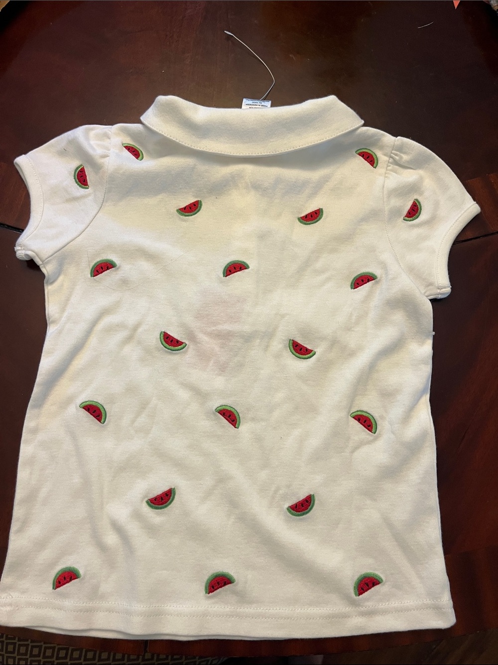 NWT Gymboree Watermelon White Short Sleeve Collared Shirt. Size 6. - Picture 2 of 6